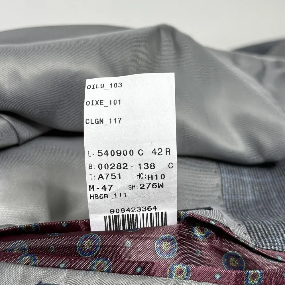 Ralph Lauren Blazer Mens 42R Gray Silk Wool Windowpane Sport Coat Canada